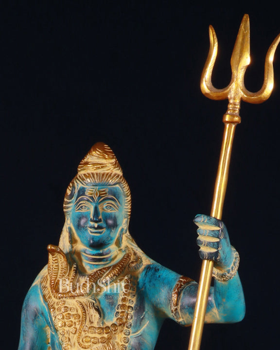 Exquisite Brass Standing Shiva Statue | 18" Height blue finish - Budhshiv.com