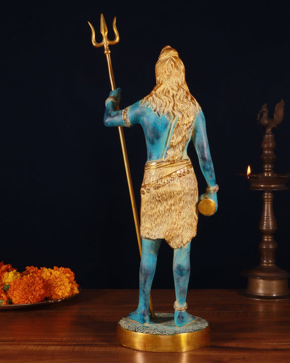 Exquisite Brass Standing Shiva Statue | 18" Height blue finish - Budhshiv.com
