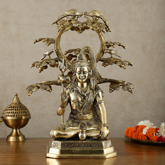 Exquisite Brass Superfine Lord Shiva Under Tree Statue - 19 Inch | 15.5 kg - Budhshiv.com
