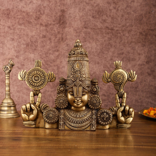 Exquisite Brass Tirupati Balaji Wall Hanging | 12 - inch Height, 6 kg - Budhshiv.com