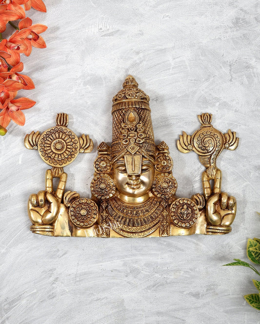 Exquisite Brass Tirupati Balaji Wall Hanging | 16x12 inch - Budhshiv.com