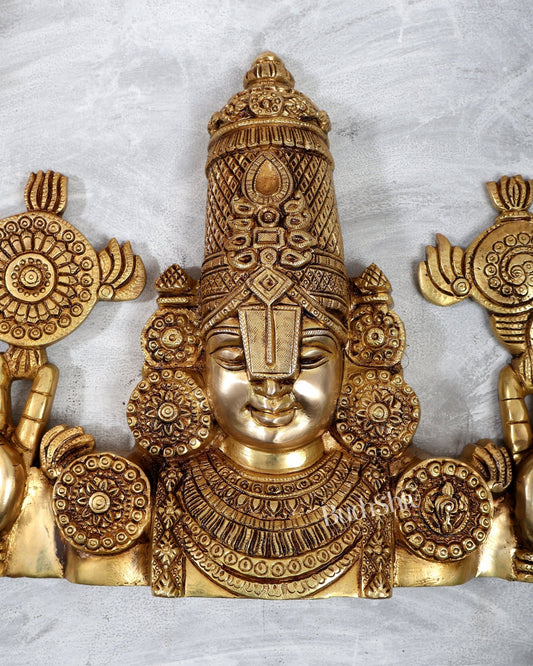 Exquisite Brass Tirupati Balaji Wall Hanging | 16x12 inch - Budhshiv.com