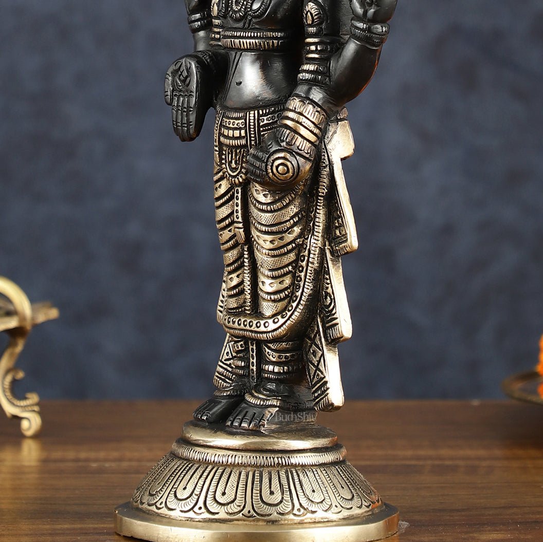 Exquisite Pure Brass Black Tirupati Balaji Statue - 10.5" Tall | Handcrafted Perfection - Budhshiv.com