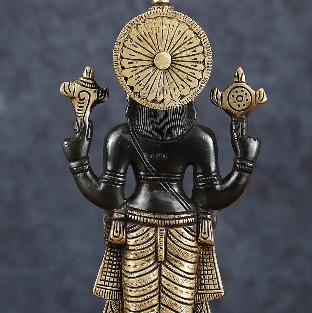 Exquisite Pure Brass Black Tirupati Balaji Statue - 10.5" Tall | Handcrafted Perfection - Budhshiv.com