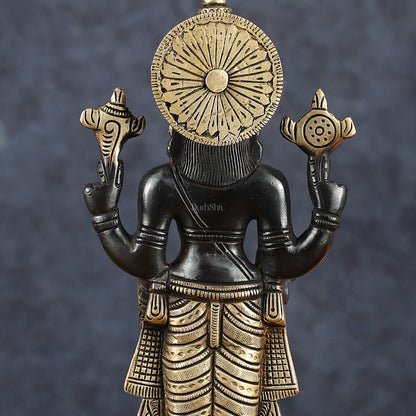 Exquisite Pure Brass Black Tirupati Balaji Statue - 10.5" Tall | Handcrafted Perfection - Budhshiv.com