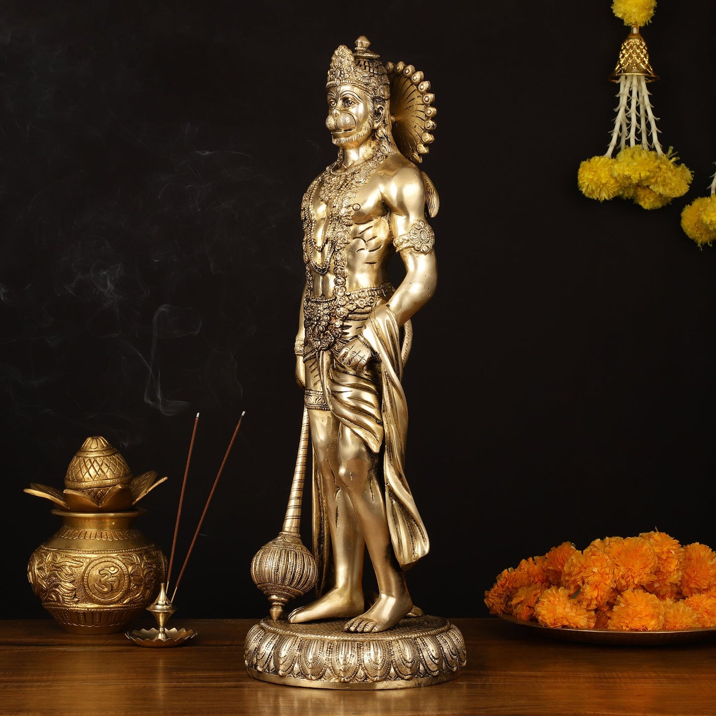 Finely Crafted Brass Lord Hanuman Statue - 24" Height - Budhshiv.com