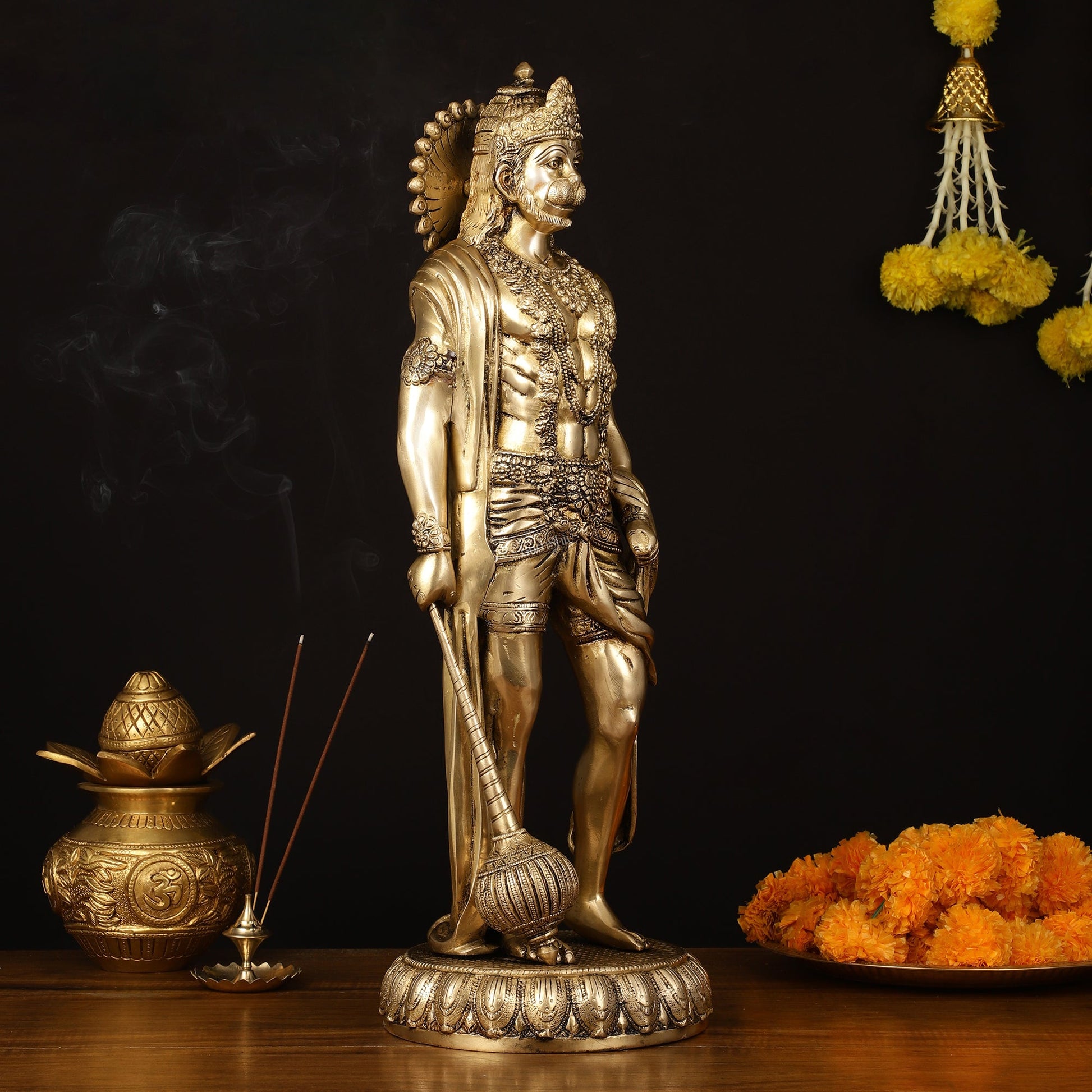 Finely Crafted Brass Lord Hanuman Statue - 24" Height - Budhshiv.com