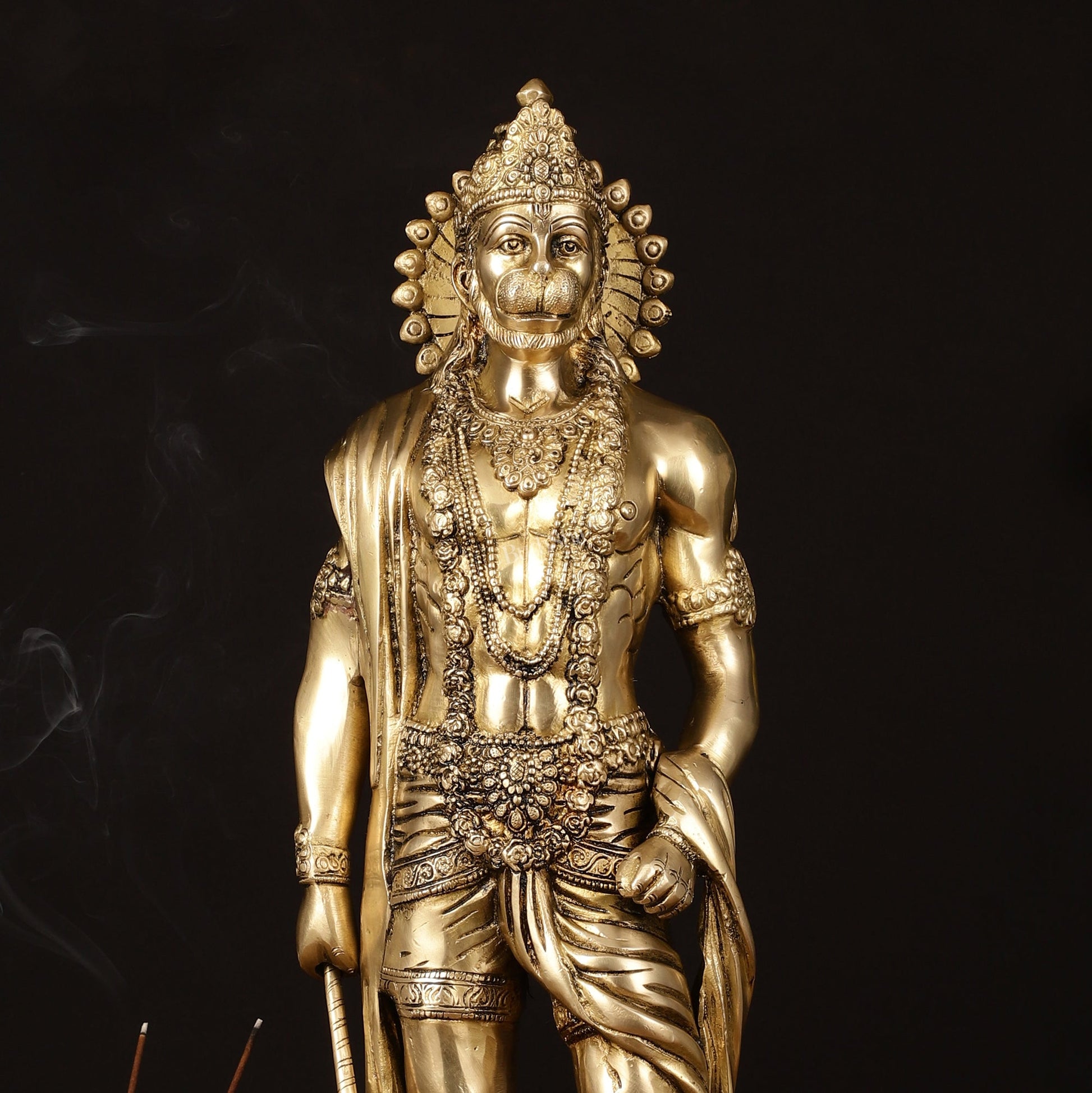 Finely Crafted Brass Lord Hanuman Statue - 24" Height - Budhshiv.com