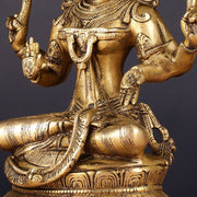 Finely Crafted Pure Brass Goddess Lakshmi Idol 10" - Budhshiv.com