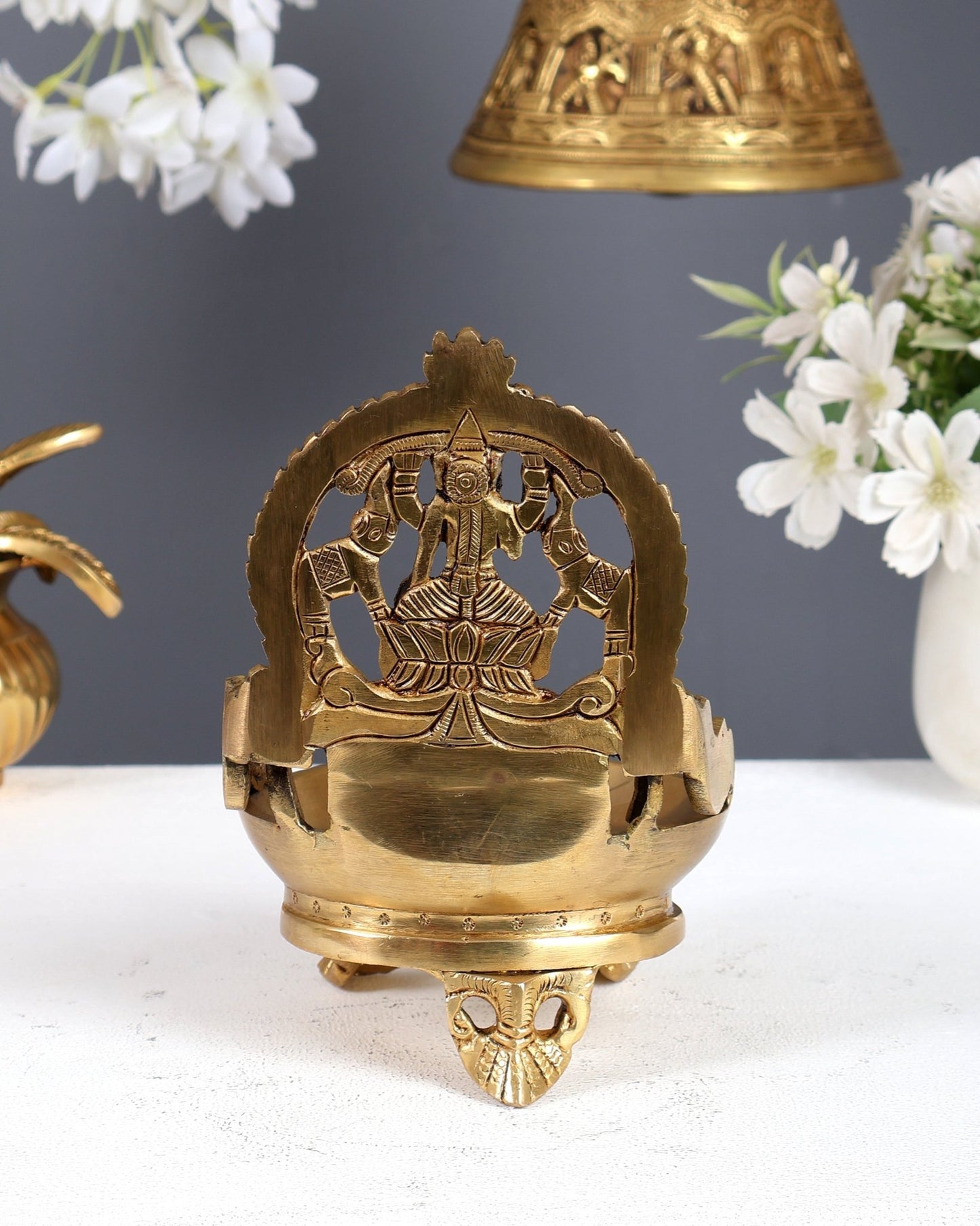 Gajalakshmi Brass Oil lamp 7" - Budhshiv.com