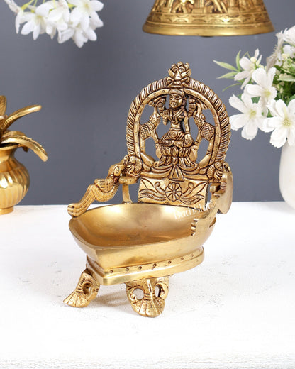 Gajalakshmi Brass Oil lamp 7" - Budhshiv.com