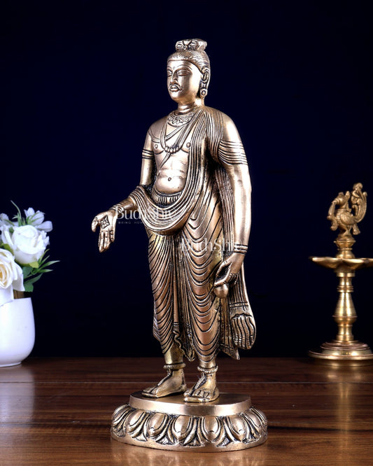 Gandhara Style Standing Buddha – Varada Mudra Sculpture 11 inch - Budhshiv.com