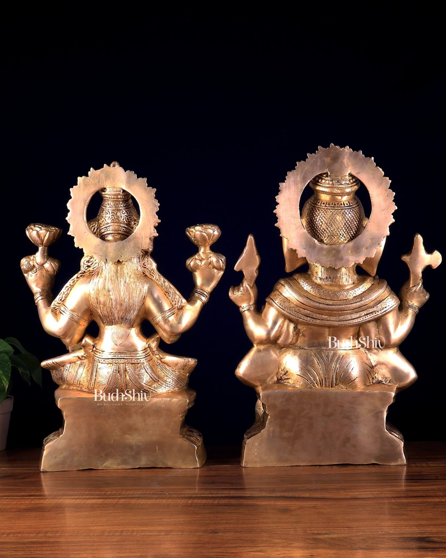 Ganesh Lakshmi Brass Idol Pair 18 inch - Budhshiv.com