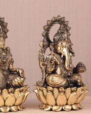 Ganesh Lakshmi Brass Superfine Idols - 8" - Budhshiv.com
