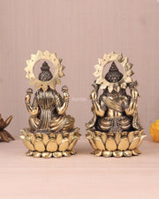 Ganesh Lakshmi Brass Superfine Idols - 8" - Budhshiv.com