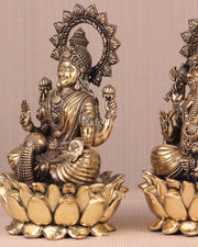 Ganesh Lakshmi Brass Superfine Idols - 8" - Budhshiv.com