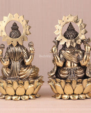 Ganesh Lakshmi Brass Superfine Idols - 8" - Budhshiv.com