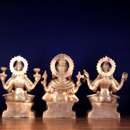 Ganesh Lakshmi Saraswati Brass Idol Set 18 inch - Budhshiv.com