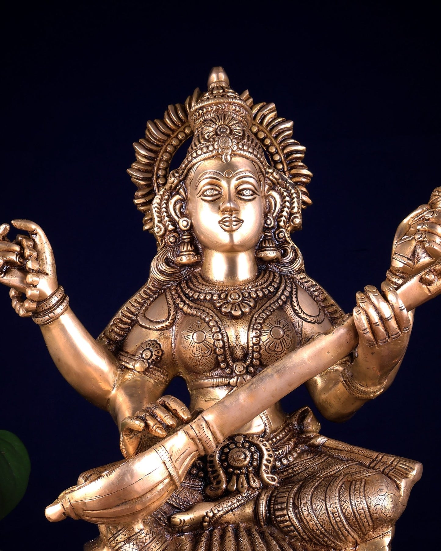 Ganesh Lakshmi Saraswati Brass Idol Set 18 inch - Budhshiv.com