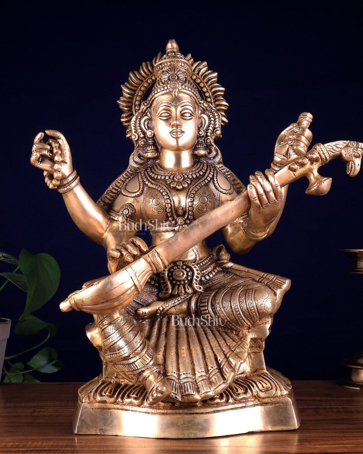 Ganesh Lakshmi Saraswati Brass Idol Set 18 inch - Budhshiv.com