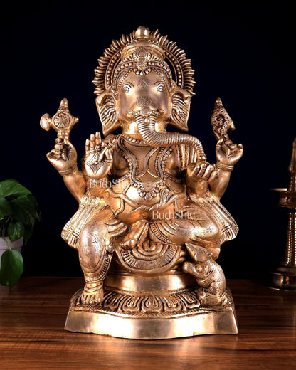 Ganesh Lakshmi Saraswati Brass Idol Set 18 inch - Budhshiv.com