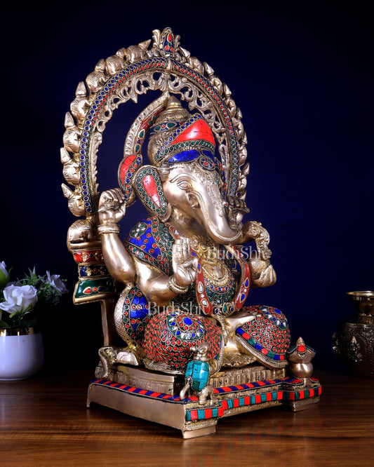 Ganesha Brass Idol 21 inch Puna style - Budhshiv.com