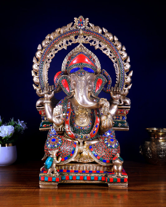 Ganesha Brass Idol 21 inch Puna style - Budhshiv.com