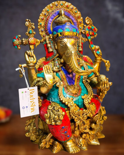 Ganesha Brass Idol Ganapati Brass Idol 16 inch - Budhshiv.com