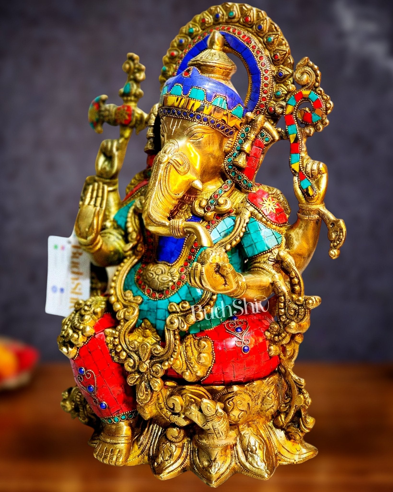 Ganesha Brass Idol Ganapati Brass Idol 16 inch - Budhshiv.com