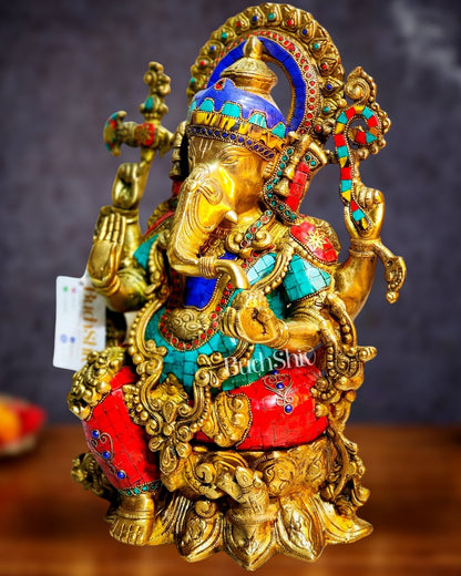 Ganesha Brass Idol Ganapati Brass Idol 16 inch - Budhshiv.com