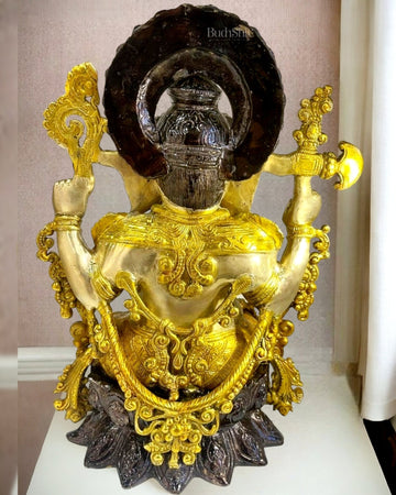 Ganesha Brass Idol Ganapati Brass Idol 16 inches - Budhshiv.com