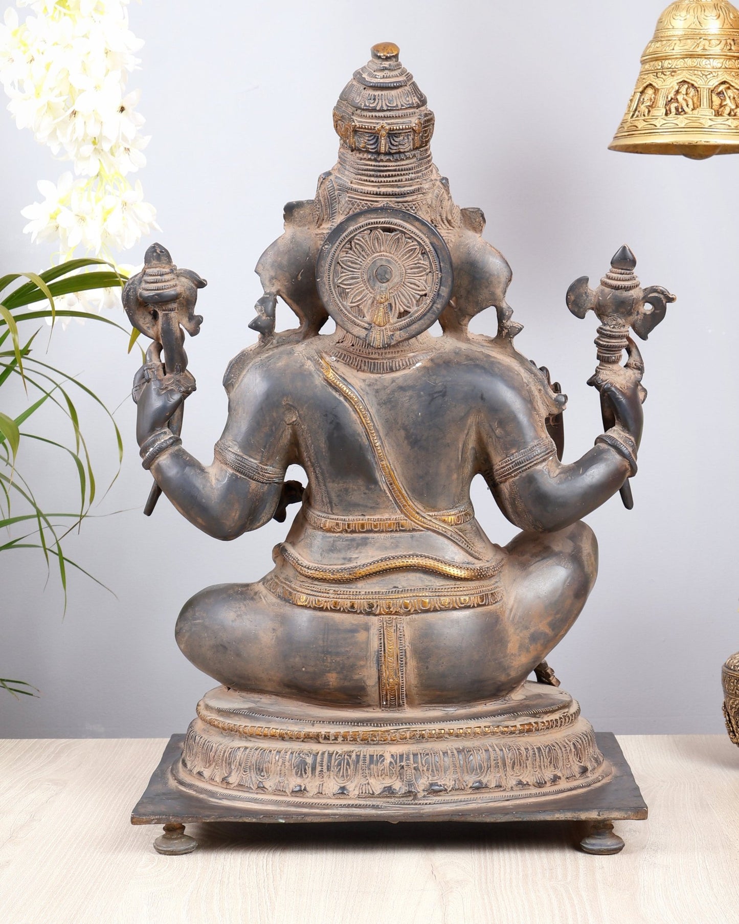Ganesha Brass Sculpture 20.5 vintage tone - Budhshiv.com
