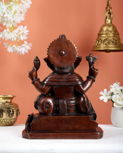 Ganesha Brass statue 13 inch Brown tone - Budhshiv.com
