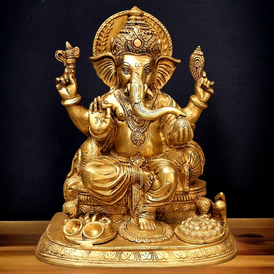 Ganesha Brass statue 13 inch - Budhshiv.com