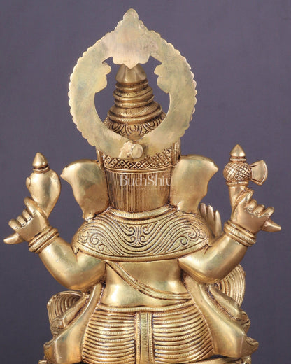 Ganesha Ekdanta Pure brass Statue (14 inch) superfine - Budhshiv.com