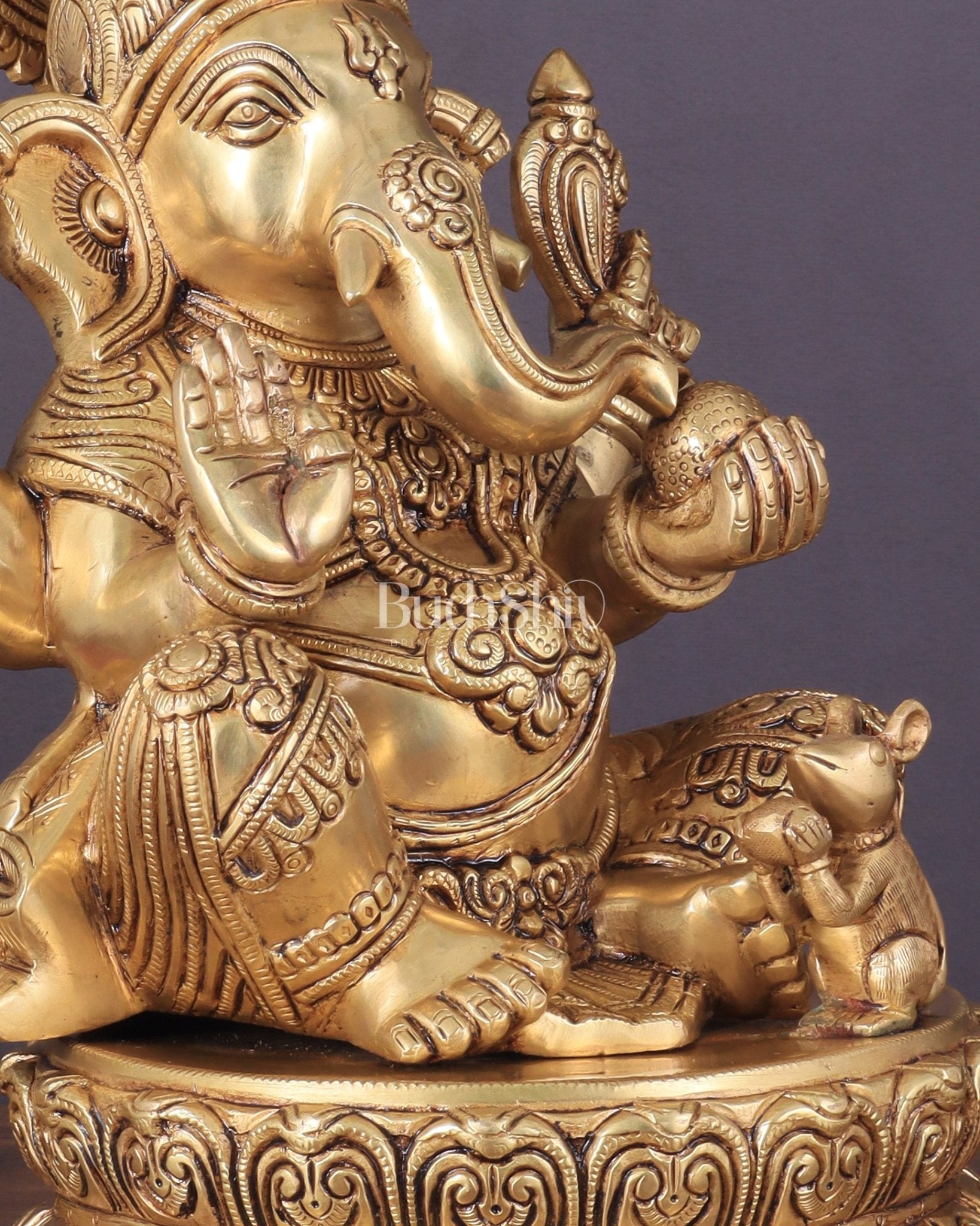 Ganesha Ekdanta Pure brass Statue (14 inch) superfine - Budhshiv.com