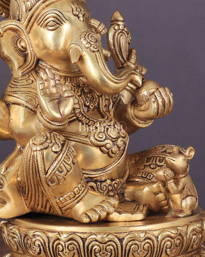 Ganesha Ekdanta Pure brass Statue (14 inch) superfine - Budhshiv.com