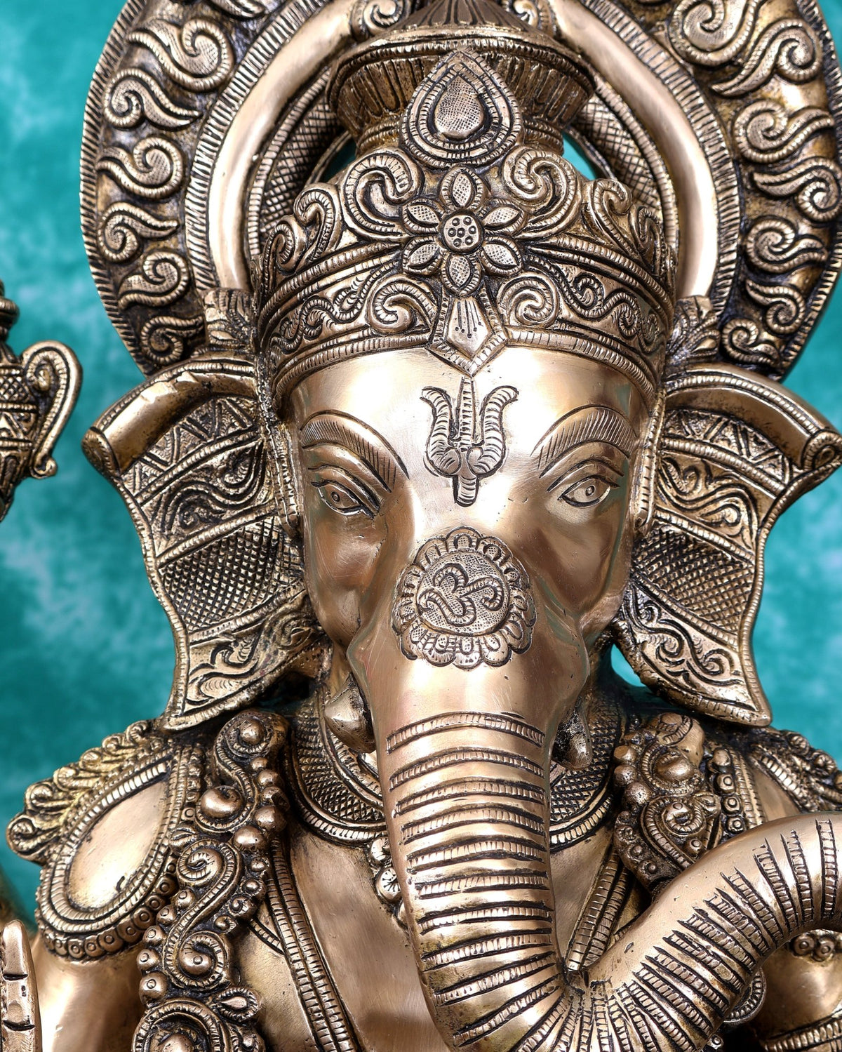 Ganesha Handcrafted Superfine Brass Large Sized Statue | 30" Tall enhanced carvings - Budhshiv.com
