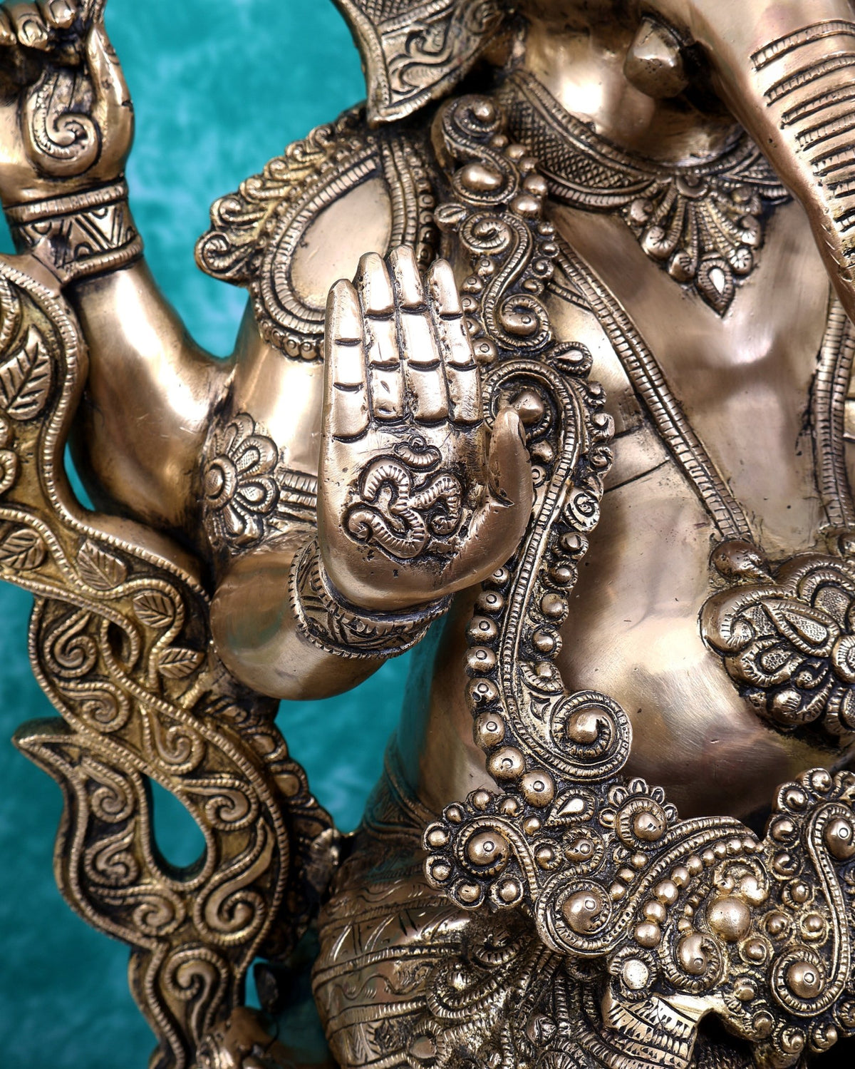 Ganesha Handcrafted Superfine Brass Large Sized Statue | 30" Tall enhanced carvings - Budhshiv.com