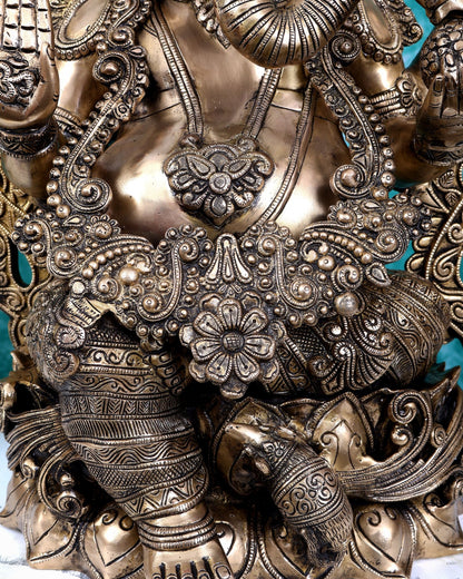 Ganesha Handcrafted Superfine Brass Large Sized Statue | 30" Tall enhanced carvings - Budhshiv.com