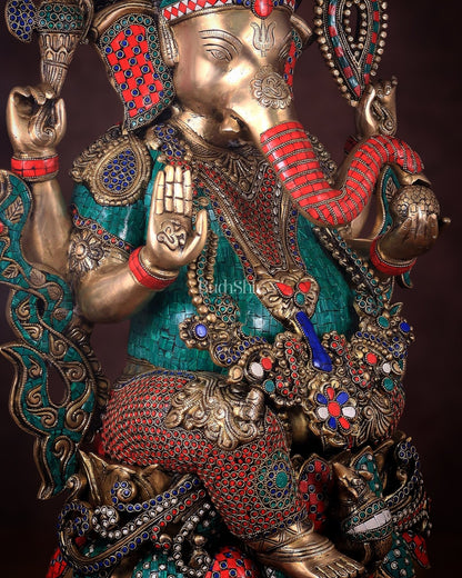 Ganesha Superfine Brass Large Sized Statue 30" - Budhshiv.com