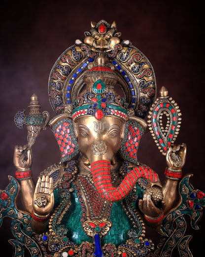 Ganesha Superfine Brass Large Sized Statue 30" - Budhshiv.com