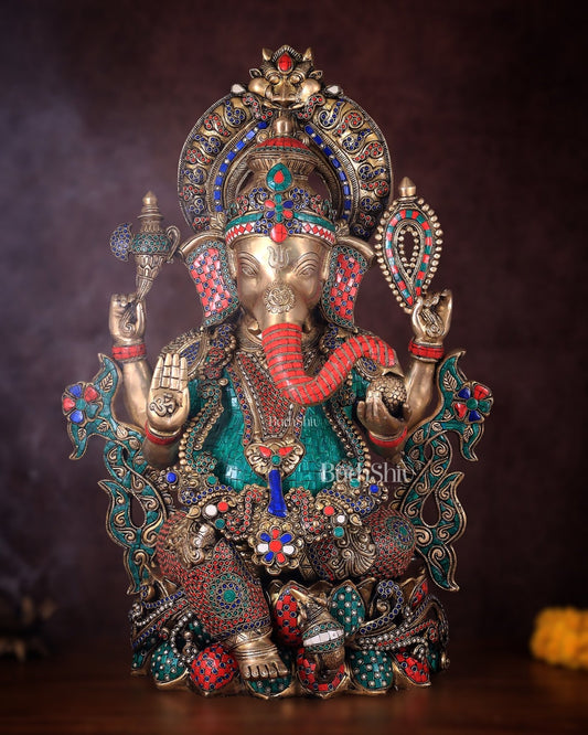 Ganesha Superfine Brass Large Sized Statue 30" - Budhshiv.com