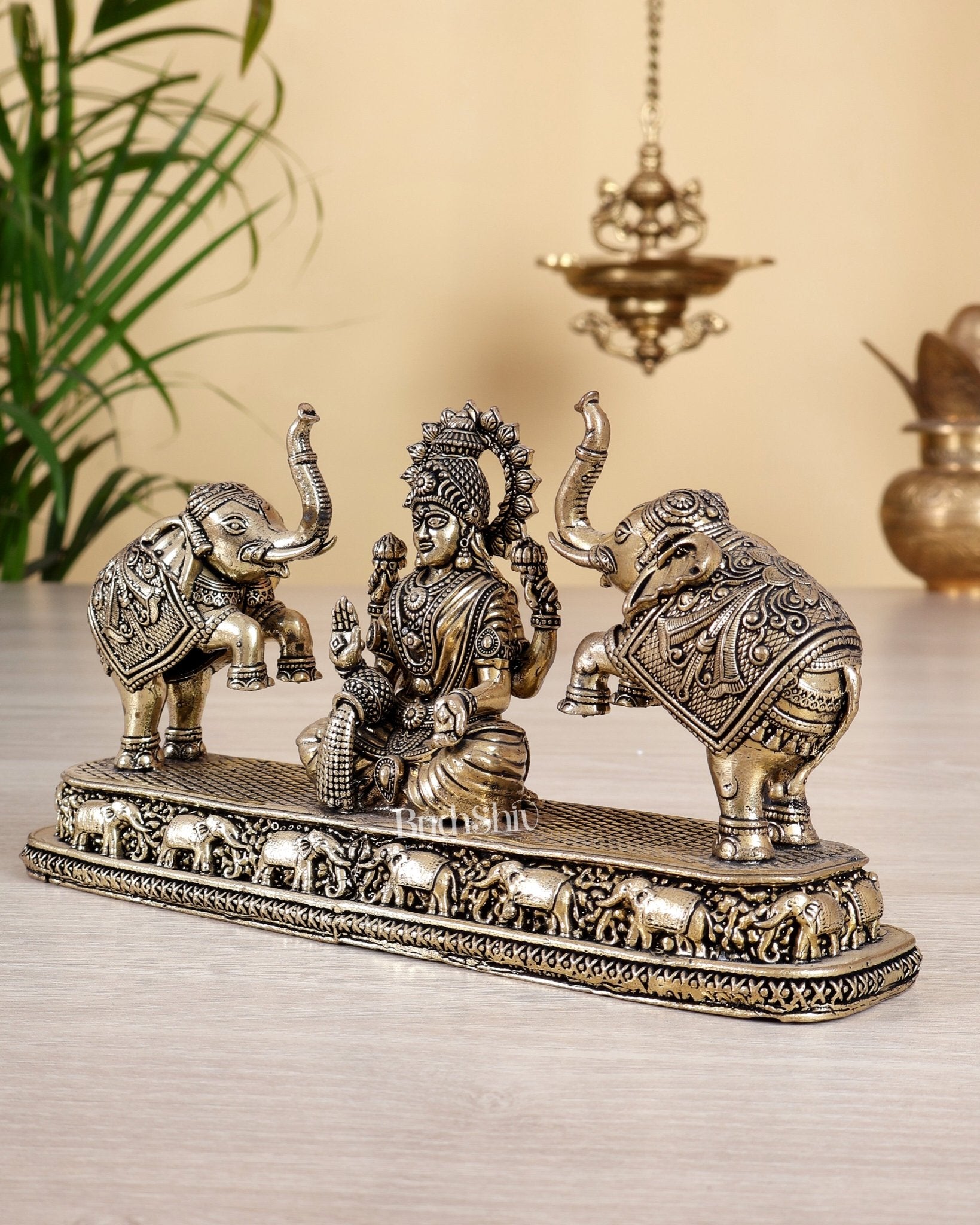 Goddess Gajalakshmi Brass Superfine Intricate Idol 4 inch - Budhshiv.com
