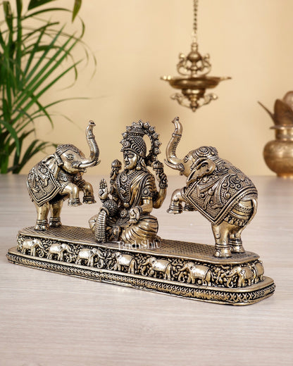 Goddess Gajalakshmi Brass Superfine Intricate Idol 4 inch - Budhshiv.com