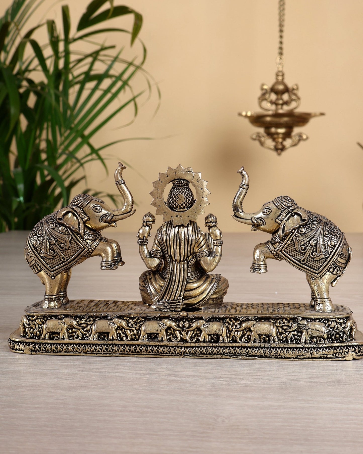 Goddess Gajalakshmi Brass Superfine Intricate Idol 4 inch - Budhshiv.com