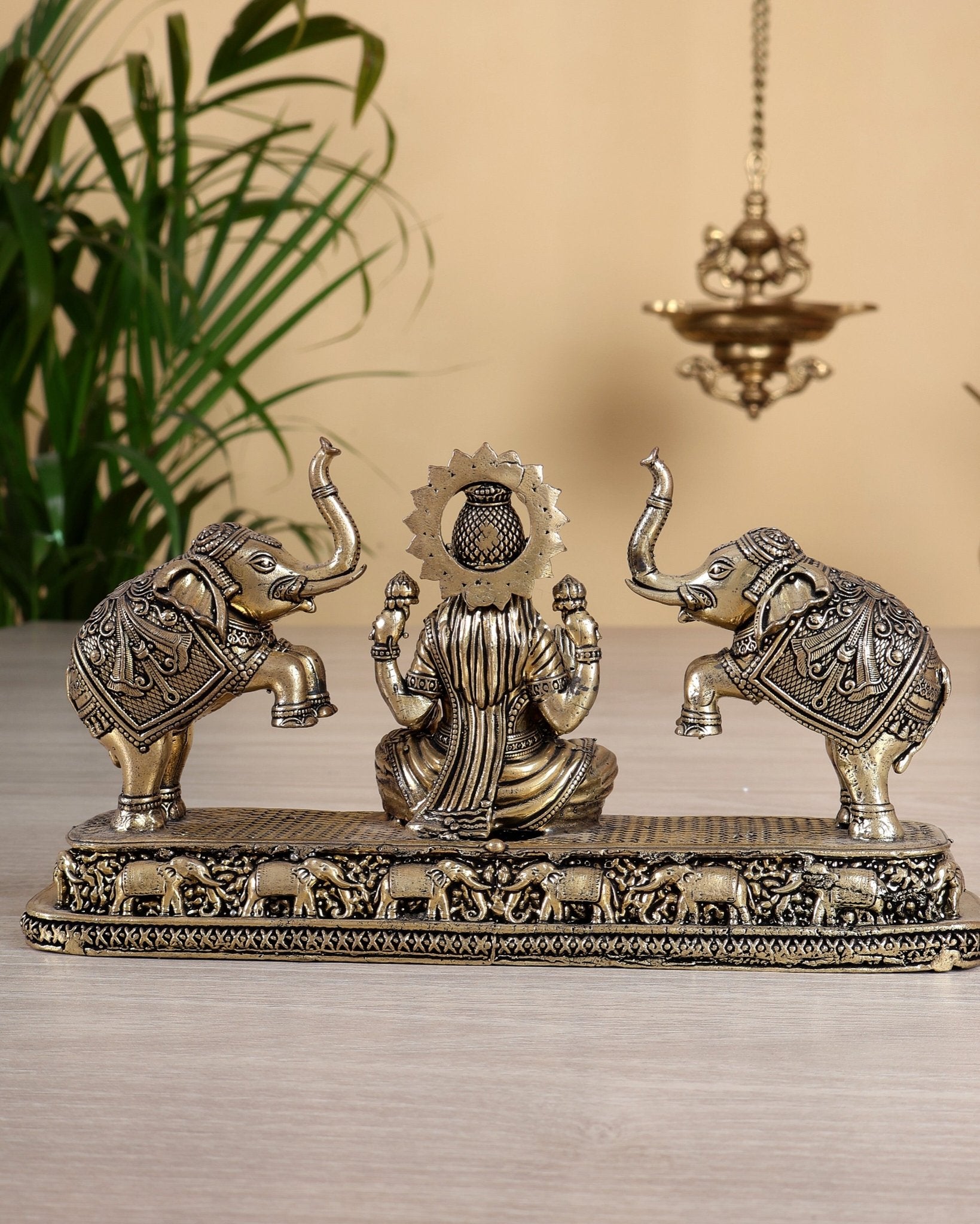 Goddess Gajalakshmi Brass Superfine Intricate Idol 4 inch - Budhshiv.com