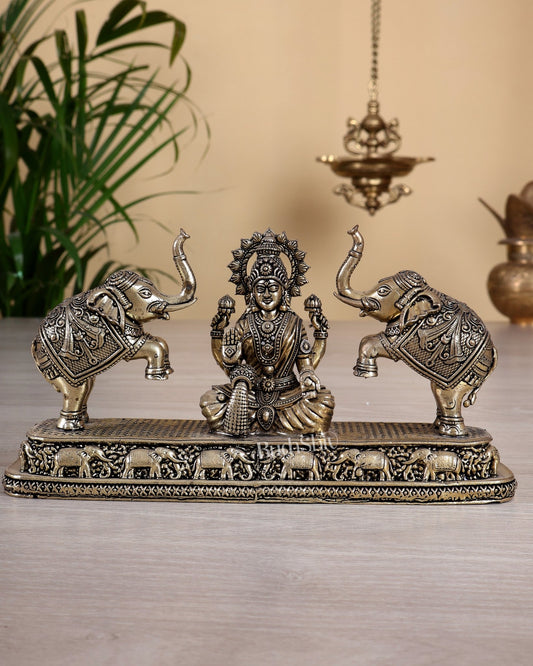 Goddess Gajalakshmi Brass Superfine Intricate Idol 4 inch - Budhshiv.com