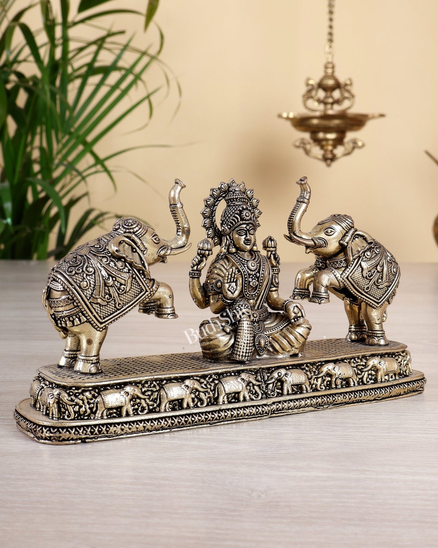 Goddess Gajalakshmi Brass Superfine Intricate Idol 4 inch - Budhshiv.com