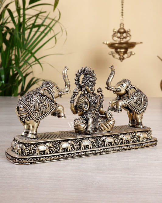 Goddess Gajalakshmi Brass Superfine Intricate Idol 4 inch - Budhshiv.com